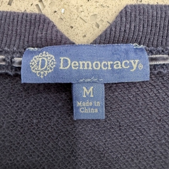 Medium Democracy Gold Foil Celestial Print V-Neck Sweatshirt Side Slits - Picture 3 of 5